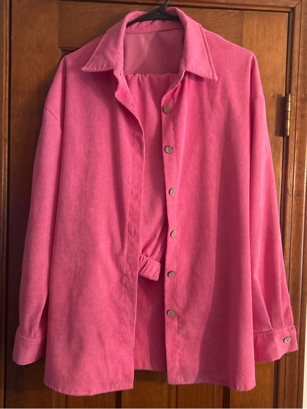 Pink Women's Button-Front Shirt Jacket